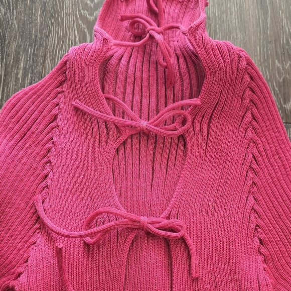 A. ROEGE HOVEPink Nylon & Cotton Cardigan In Berry size S - Picture 9 of 13